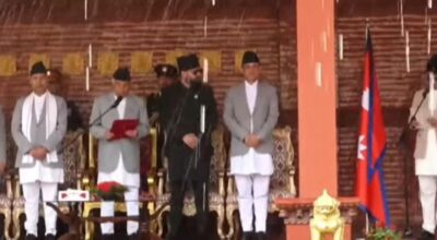 सुधन गुरुङ र महावीर पुनले लिए मन्त्री पदको शपथ